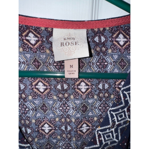 Women's Knox Rose Navy White Patterned Long Sleeve Tunic Dress M​ - Picture 4 of 8